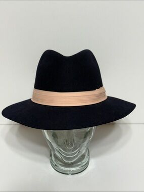 Vintage Dorian Safari Blue Fedora with Peach Crepe Hatband Made in South Africa